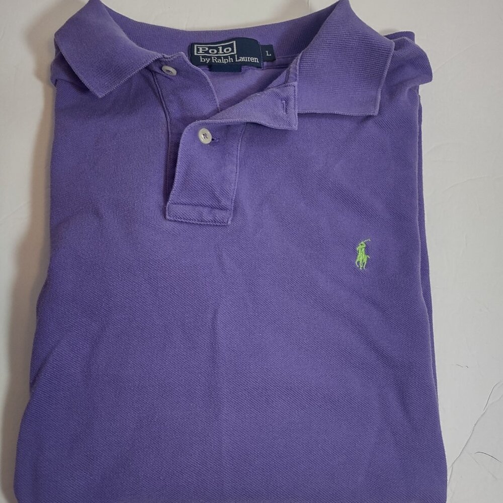 Polo Ralph Lauren Mens Adult Large Purple Green Pony Polo Shirt